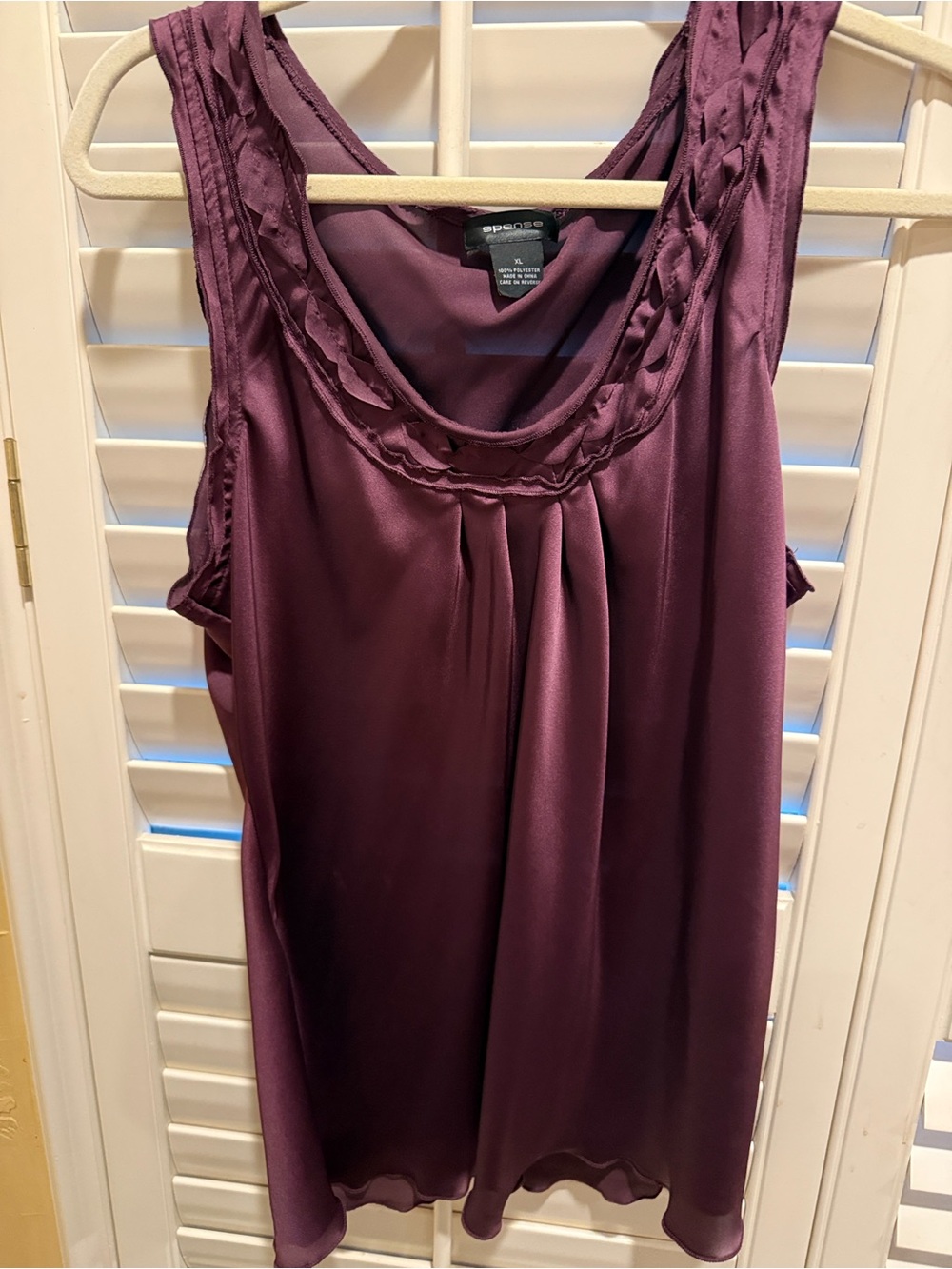 Express Plum Braided Yoke Sleeveless Satin Tank